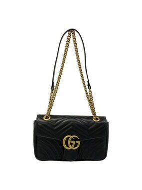 Gucci Shoulder Bag GG Marmont Quilted Small Bag Black Chain Leather
